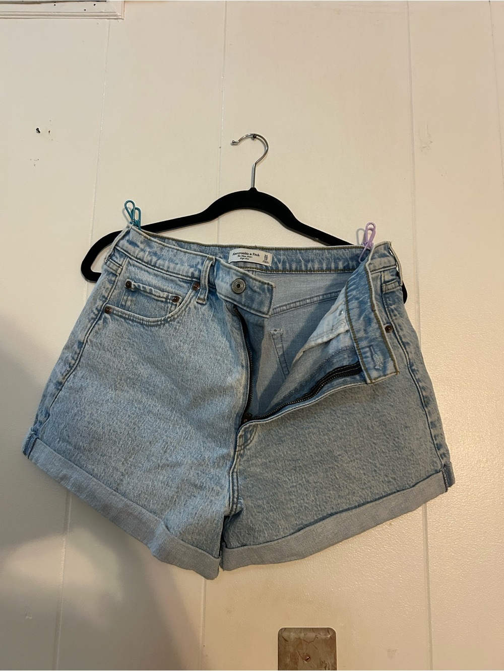 Abercrombie & Fitch Light Blue High-Rise Denim Shorts